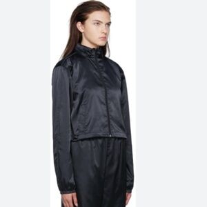 SKIMS WOMENS BLACK SHINY CROPPED UTILITY WINDBREAKER JACKET ZIP UP SIZE 3X